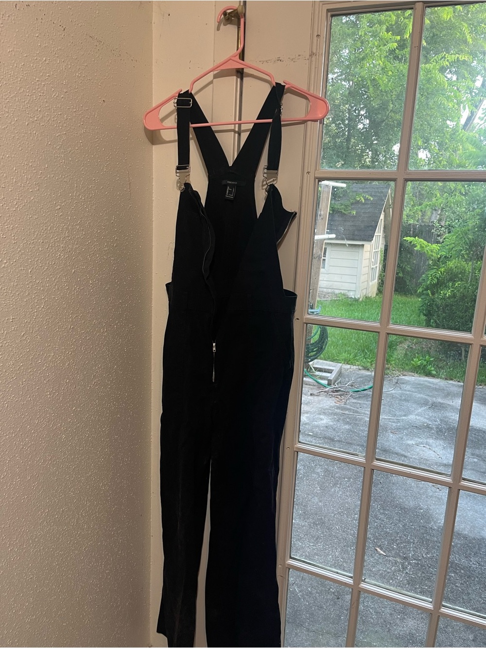 Forever 21 Black Zip-Front Utility Overalls